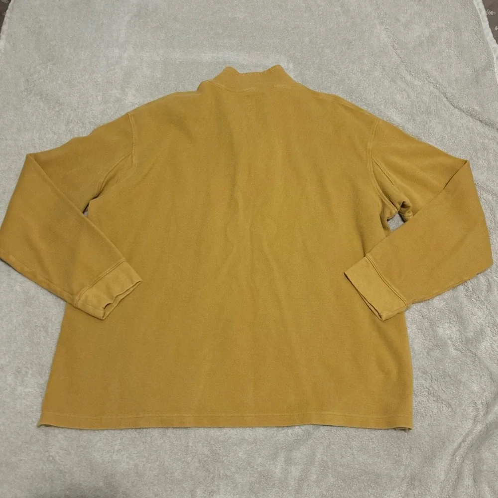 Duluth Trading Co Quarter Zip Pullover Mens XLT Mustard Yellow Ribbed Cotton